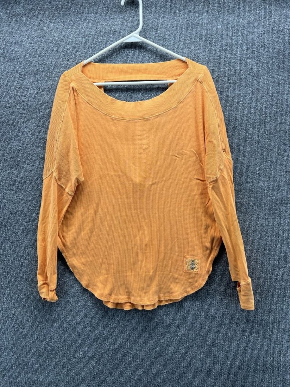 FP Movement Shirt Women XS Orange Boat Neck Long Sleeve Lightweight Jersey